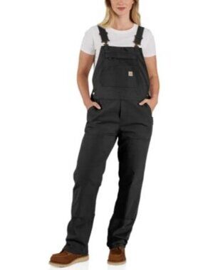 Carhartt Rugged Flex Size 2X Women's Canvas Bib Overalls Black NWT $90